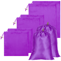 Adult Toy Storage Bags, 6 Pcs Microfiber Drawstring Pouch Adjustable Microfiber Toy Organizer Bags Gift Bag Foldable Ditty Bag for Women Men Toys Underwear Sunglasses Cosmetic, 3 Sizes (Purple)