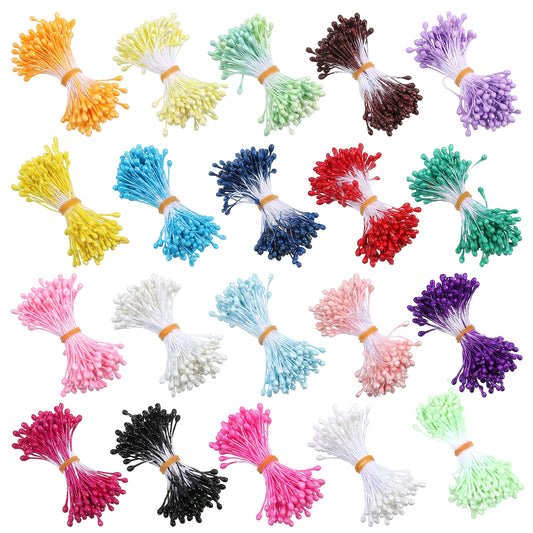 3000Pcs Flower Stamens for Flowers Making Assorted 20 Color Floral Stamen Double Heads Flower Stamen for Crafts 3mm Artificial Coloured Floral Design Stamens Supplies DIY Wedding Decoration, 60mm