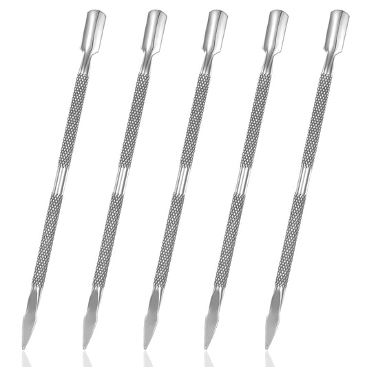5 Pcs Dual Head Cuticle Pushers, Professional Cuticle Pusher set, Stainless Steel Nail Cleaner Tool, Nail Care Tools for Manicure Pedicure Salon Home Use
