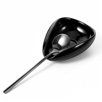 Coffee Spoon Rest, Small Spoon Rest Mini Ceramic Coffee Spoons Holder for Coffees Bar, Black Coffees Stirrers Holder for CoffeeStation Decor (Black)