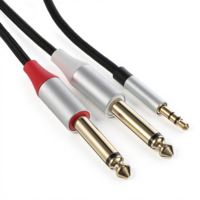 Qulkws 4FT 3.5mm to 6.35mm Adapter Audio Stereo Cable 1/8" TRS to Dual 1/4" TS Y Splitter Audio Patch Cord for Headphones Jack Laptop Speaker Phone Mixer