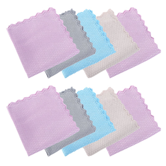 10 Pack Fish Scale Streak Free Miracle Cleaning Cloth Nanoscale Microfiber Cleaning Cloth Multi-Functional Reusable Lint Free Cloths for Glass Windows Mirrors Kitchen Refrigerator Car (9.8" x 9.8")