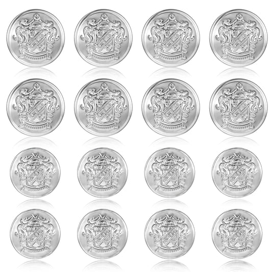 16 Pcs Silver Buttons for Blazers Women Men Metal Brass Buttons Vintage Antique Light Silver Buttons Sewing Buttons for Blazer Suits Coat Uniform Shirt and Jacket (18mm 25mm)