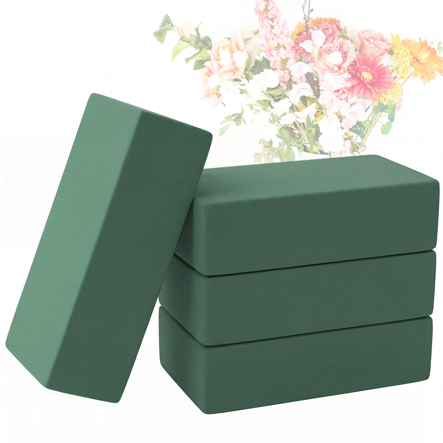 Qulkws 4 Pcs Floral Foam Blocks Wet and Dry Flower Foam for Fresh and Artificial Flowers 5.5x3.1x1.7 Inch Green Plant Foams Floral Arrangement Supplies for Weddings Birthdays and DIY Crafts