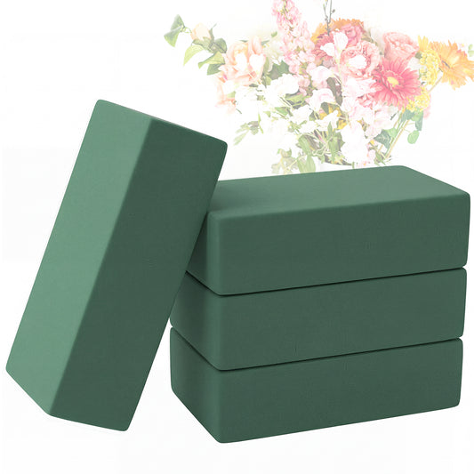 Qulkws 4 Pcs Floral Foam Blocks Wet and Dry Flower Foam for Fresh and Artificial Flowers 5.5x3.1x1.7 Inch Green Plant Foams Floral Arrangement Supplies for Weddings Birthdays and DIY Crafts
