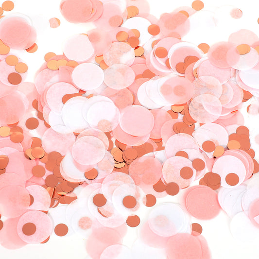 Pink Gold White Round Tissue Confetti Dots Paper Tissue Confetti Table Confetti Birthday Party Decorations 1 Inch/0.39 Inch Round Confetti for Wedding Birthday Anniversary Party (1.76 oz/50 g)