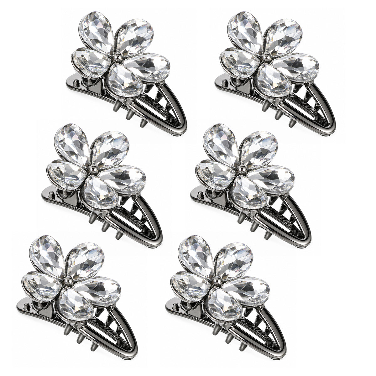 Tiny Hair Clips Rhinestone Barrettes Non-Slip Attachment, 6Pcs