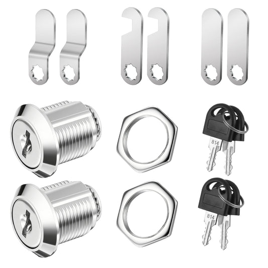 2PCS Mailbox Lock Replacement Cabinet Cam Lock Keyed with Keys 5/8" Cylinder Secured File Cabinet Locks Easy to Install Mail Box Locks and Key Set Toolbox Locke Zinc Alloy Drawer Locke and Key