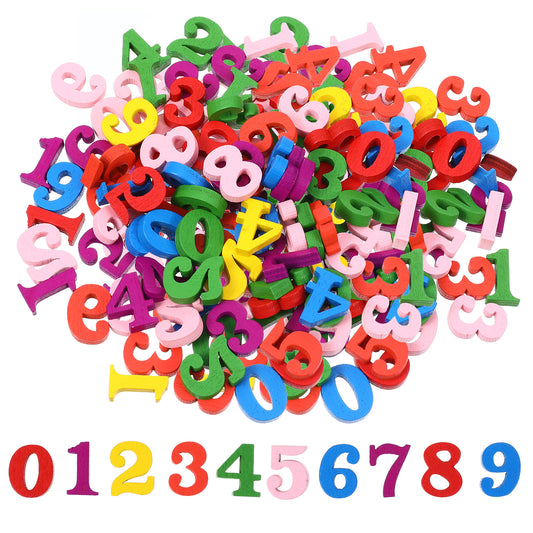 200 PCS Colorful Wooden Numbers, 0.6 Inch 0-9 Unfinished Mixed Mini Wood Numbers Blank Clock Calendar Number Set, Random Assorted Small Wood Number for DIY Crafts, Sorting, Scrapbooking, Home Decor