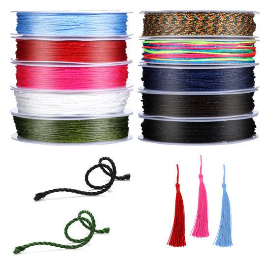 10 Rolls Nylon String for Bracelets 0.8mm, Colorful String, Nylon Strings for Jewelry Making, Chinese Knotting Cord, Colored Strings Beading Cord for Braided Ropes, Jewelry Making (10 Colors)