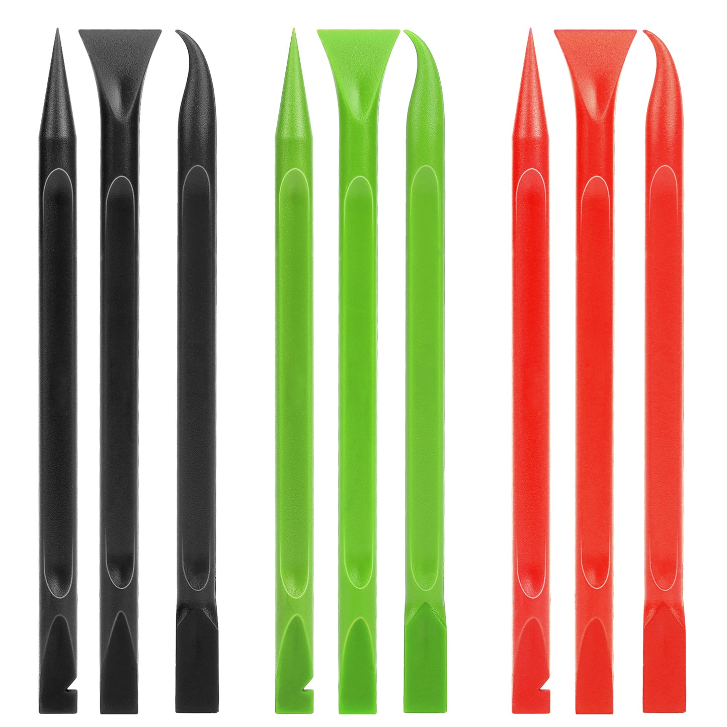 Plastic Scrapers Non Scratch, 9 Pcs Pen-Shaped Crevice Cleaning Tool Multipurpose Sticker Remover Tool for Kitchen, Tight Spaces, Auto Detailing, Paint (Green, Blue, Orange)