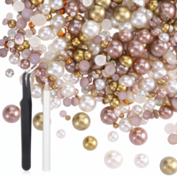 50g Mix Flat Back Pearls and Rhinestones for Crafts Mixed Size 3mm-10mm