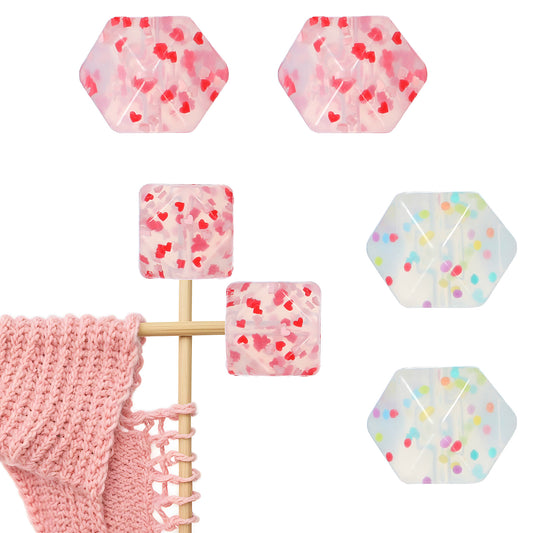 4PCS Hexagon Knitting Needle Holders, Hexagon Knitting Needle End Caps Stitch Stoppers Colorful Knit Knitting Needles Point Protectors, Stitch Stoppers Sewing Knitting Crafts Accessories Gadgets
