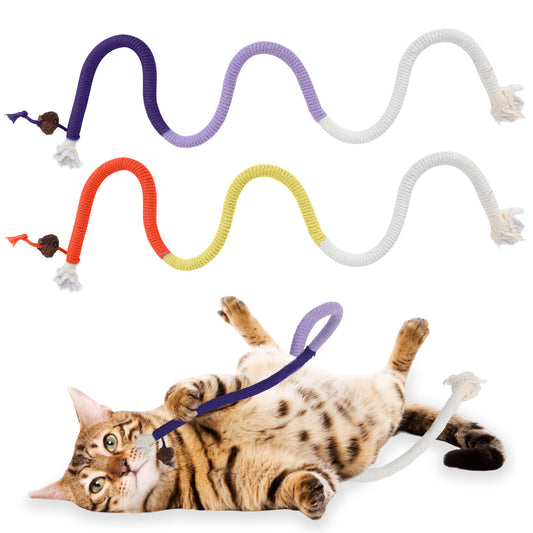 QfwdfcTrenz 2 Pcs Cat Rope Chew Toys Cats Bite Resistant Chewing Rope Indoor Cats Teeth Cleaning Toy Interactive Biting Pet Supplies Chew Nip Toy for All Breeds