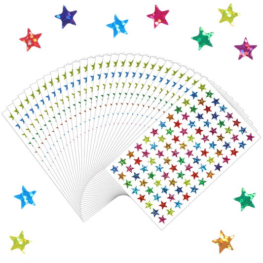 2880 Pcs 0.43" Small Star Stickers for Reward Glitter Foil Stickers Colorful Holographic Sticker for Home Bar DIY Office Decoration School Classroom Teacher Supplies