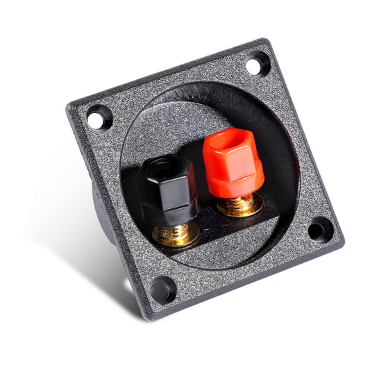 FdcLixuvol 2 Pcs Speaker Box Terminal Cup Black Screw Type Binding Post 2.24 inch Square 2 Way Speaker Subwoofer Plug Speakers Terminal Plates for DIY Home Car Stereo