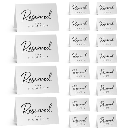 20 Pack Reserved Table Signs, Reserved Seating Signs Table Tent Card Place Cards White Paper Folded Guest Reservation Sign for Wedding Reception, Party, Restaurant, Engagement