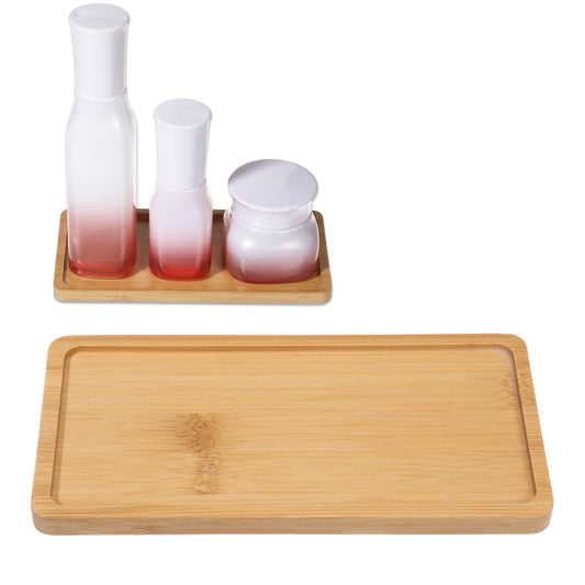 Bamboo Bathroom Tray, 6.9 × 3.5 Inch Bathroom Countertop Tray Wooden Vanity Trays Toilet Tank Trays for Home Kitchen Bath Dresser Organizing Candle Perfume Soap Dispenser Cosmetics Shampoo Lotion