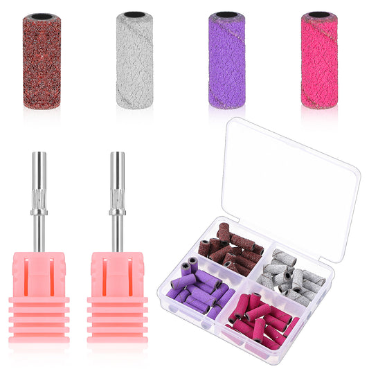 80Pcs Sanding Bands for Nail Drill, Nail Sanding Bands, Coarse Fine Sanding Bands for Nail Drill, 80# 120# 180# 240# Mini Sanding Bands with 2 3.1mm Mandrel Drill Bits for Nail Drill for Manicure