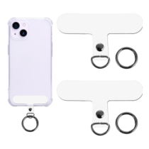 2 PCS Phone Lanyard Patch Pad, Universal Phone Lanyard Patch with 2 Metal Spring Rings, Black Phone Tether Strap Connector, Multifunctional Cell Phone Lanyard Tab for Most Cell Phones Cases
