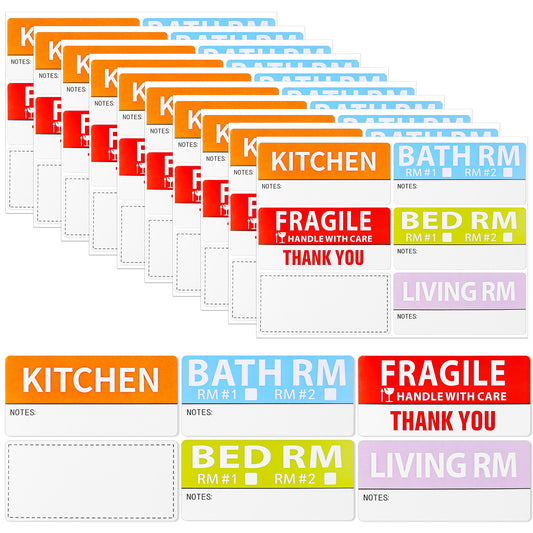 180 Pcs Home Moving Labels Apartment Moving Helper Stickers 4 Color Packing Box Labels and 30 Pcs Fragile Stickers and 30 Pcs Blank Furniture Labels for Moving Packing Supplies