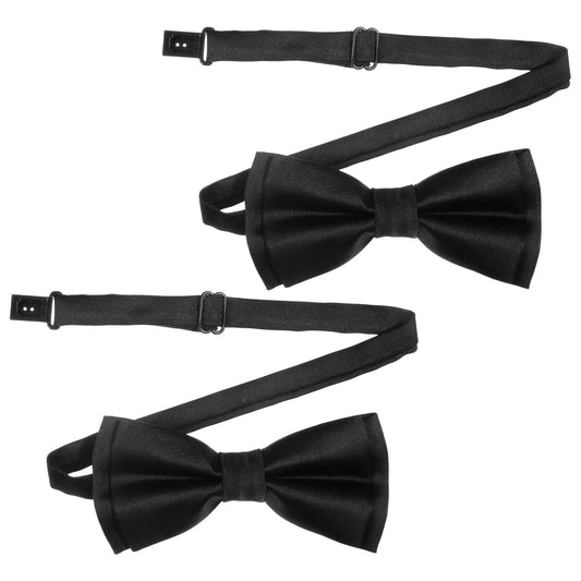 Eldraqth Black Bow Ties for Men, 2-Pack Solid Color Pre-Tied Bow Tie Adjustable Men's Bowtie for Weddings, Tuxedo, Formal Events, Business and Daily Wear