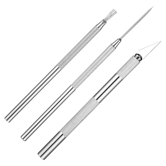 3 in 1 Clay Needle Tools Sculpting Ceramics, Wire Texture Pottery Clay Tool Kit Brush Tools Pottery Craft Tool Carving Knife and Needle, Ceramic & Pottery-Tool Includes Sculpture Feather Pin