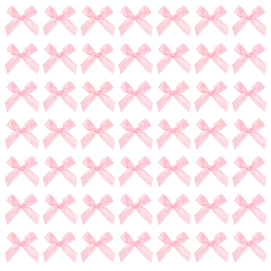 Mini Pink Bows 50 Pcs Satin Ribbon Bows 4x4cm Little Bows DIY Satin Bows Pink Ribbon Mini Bows Cute Small Bows for Craft Sewing Scrapbooking Christmas Party Wedding and Gift Wrapping
