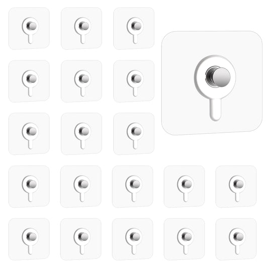 20 PCS Adhesive Wall Mount Screw Hooks, No Drill Hooks for Hanging No-Trace Sticker Screw Hanging Nails Reusable Adhesive Wall Hooks Wall Mount Hanging Nails Adhesive Wall Mount Screw Bathroom Kitchen