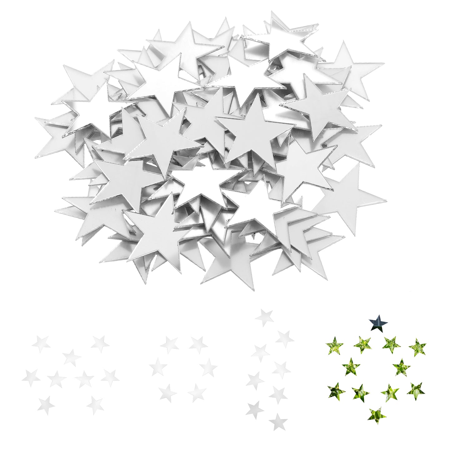 Star Shape Small Mirrors for Crafts, 200 Pcs 1x1 Inch Craft Mirrors Mirror Tiles Self Adhesive Fancy Acrylic Mini Mirror Pieces for Craft Art Door Wall