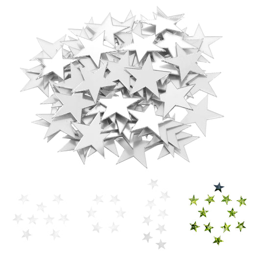 Star Shape Small Mirrors for Crafts, 200 Pcs 1x1 Inch Craft Mirrors Mirror Tiles Self Adhesive Fancy Acrylic Mini Mirror Pieces for Craft Art Door Wall