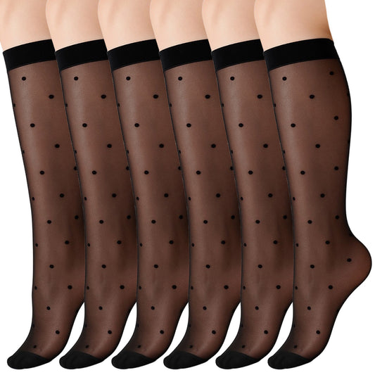 FdcLixuvol 3 Pairs Knee High Socks for Women, 15 Denier Sheer Stockings, Pop Sock Women Knee High, Reinforced Toesblack Stockings, Breathable Elastic Fashion Socks (Black)