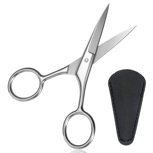 Small Eyebrow Scissors Grooming Shears Professional Stainless Steel Nose Hair Trimmer for Hair Mustache Eyelashes Brow Beard for Men and Women(with Protective Case)