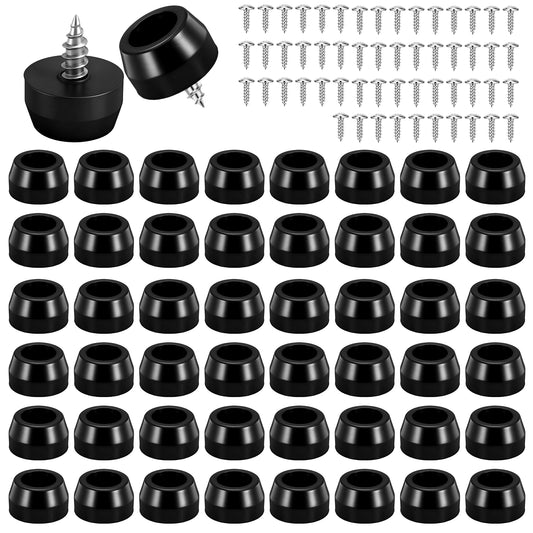 Rubber Feet, 50 Pcs Non-Slip Soft Cutting Board Feet Pads Kit with Built-in Stainless Steel Washer and Screws for Furniture Appliances Rubber Bumpers, Black (Small)