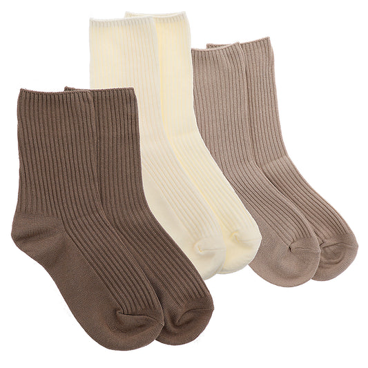 Qulkws 3 Pairs Women's Solid Color Crew Socks, Breathable Cotton Sports Sock, Cotton Socks for Women, Suitable for Sports, Leisure and Parties, UK4-7 One Size
