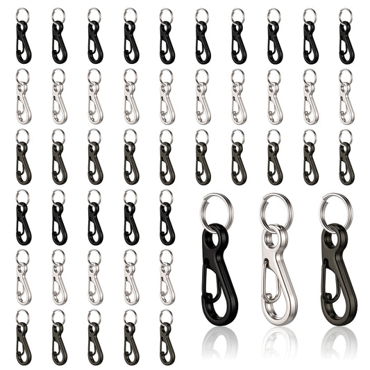 24 Sets Mini Carabiner Clip, Small Carabiner Clip Metal Spring Snap Hooks with 24PCS Double Loops, 1 Inch Mini Paracord Hanging Clips for Camera Strap, Flashlight, Key Chain, 3 Colors
