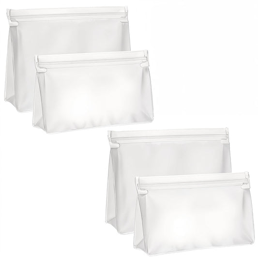 4 Pack Leakproof Clear Toiletry Bags Cosmetic Bag, Quart Size Zipper Bags, Reusable and Easy to Clean, BPA Free, TSA Approved Travel Toiletry Bag, Carry on Airport Airline Compliant Bag