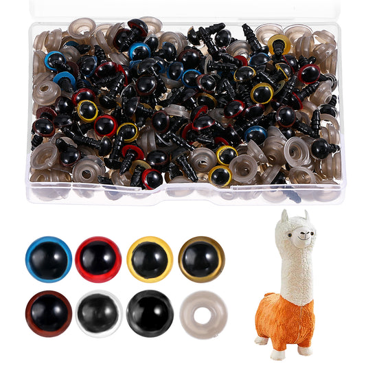 EupHHonycs 140pcs 8mm Colorful Plastic Safety Eyes Crochet Eyes for Animals Craft Eyes with Washers Crochet Glasses Noses and Buttons Crochet Accessories for DIY Bear Stuffed Animals Crochet Making