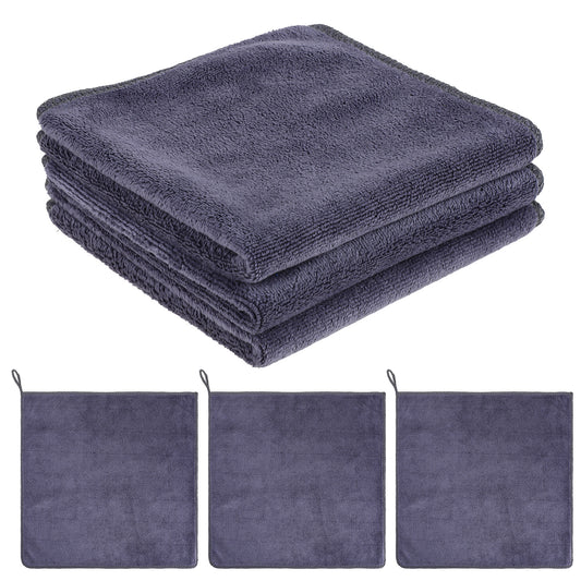 3 Pack Plush Microfiber Polishing Cloth, Plush Microfiber Guitar Cloth, Soft Cleaning Polishing Cloth, Microfiber Towels, Guitar Cleaning and Care Product, Gray, 12 x 12 Inches