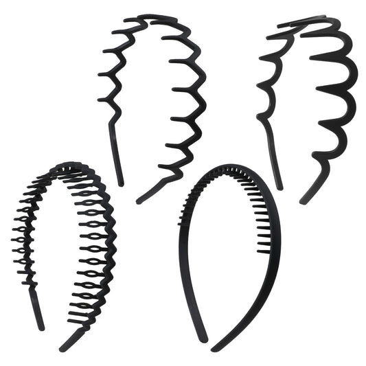4 Pcs Black Headband with Teeth, Wavy Zig Zag Headband with Shark Teeth Plastic Non Slip Hair Hoop Fashion Effortless Hairband Hair Accessory for Women Men Teen Girls, Black