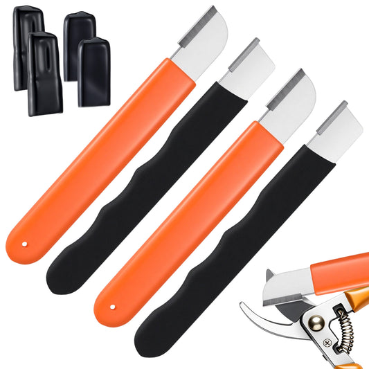 4 Pcs Garden Tool Sharpener Shear Scissor Sharpener Multipurpose Blade Mini Sharpeners Stone Pocket Blade Sharpeners for Pruning Shear Gardening Pruner(Black, Orange)