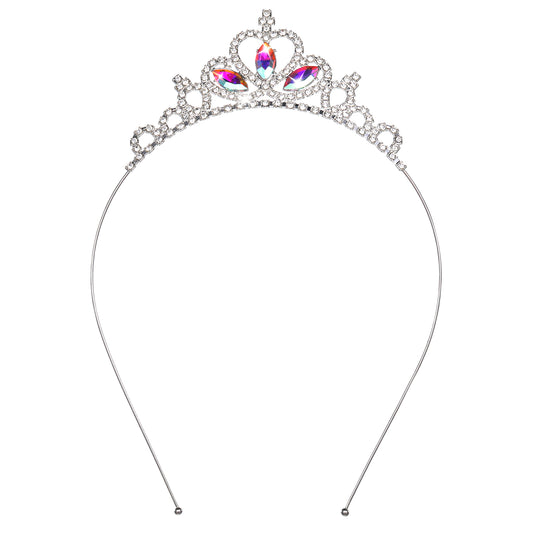 Princess Headband Heart Crystal Tiara Silver Rhinestone Crown Shiny Birthday Hairband Accessories Bride Wedding Headpieces Party Decorations for Women Girls
