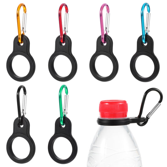 6Pcs Silicone Water Bottle Buckle, Colorful Safety Bottle Carrying Clip Holder Hook with Carabiner Water Bottles Belt Clip Carabiner Portable Ring Holder for Hiking Camping Traveling Mountain Climbers