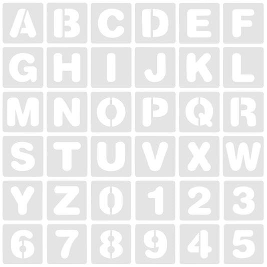 36pcs 2 Inch Letter and Number Stencils Alphabet Spray Paint Stencil Reusable Plastic Number Stencils for Painting on Wood Wall Fabric Rock Calligraphy Letters Stencils DIY Craft Decoration