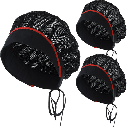 3 Pack Chef Hats Black Chef Beanie Kitchen Hat Hair Net for Cooking Adjustable Hair Nets for Food Service Breathable Mesh Kitchen Hat Hair Net fors for Women