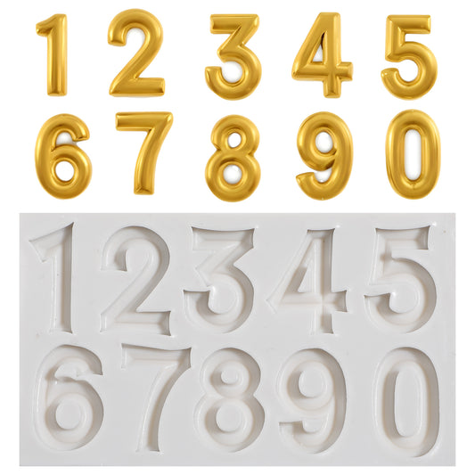 1 Pcs Silicone Numbers Mold 0-9 3D Number Shaped Candy Moulds Fondant Chocolate Baking Molds for Baking Desserts and Cake Decoration (Grey)