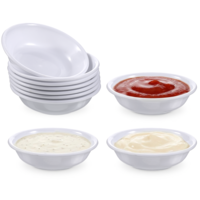 Xelsluthe 10 PCS Round Dipping Bowls Soy Sauce Dishes, Small White Sushi Soy Sauce Spice Bowls, Mini Plastic Dip Bowl for Ketchup BBQ Seasoning Snacks Condiments Spice Side Dish Ramekins