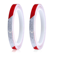 2 PCS Neon Reflective Tape 0.4in X 26feet Red WhiteHigh-Intensity Reflective Tapes, Warning Tape Night Safety Stickers Fluorescent Tapes Waterproof Outdoor Dot Auto Sticker for Bikes Helmet