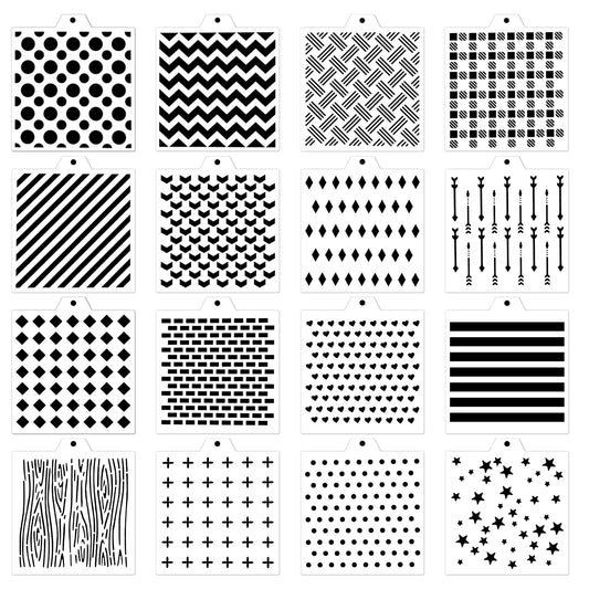 16 Pcs Cookie Stencils 5.5x5.5in Cookie Stencil Baking Stencils for Royal Icing Cookies, Airbrush Cookies Sugar Cookie Stencils, Craft Painting Stencil Sprinkle Stencil Cake Decorating Cookie Stencils