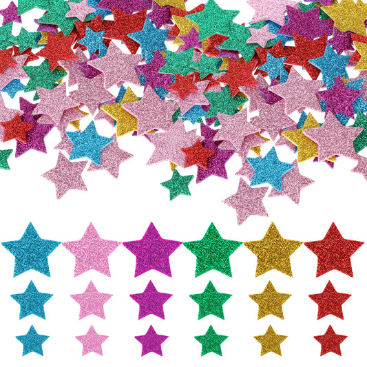 180 PCS Self Adhesive Holographic Small Star Sticker Glitter Foam Stickers Decals for Crafts Star Wall Stickers for Scrapbooks Greeting Cards Home Birthday Party Graduation Decoration